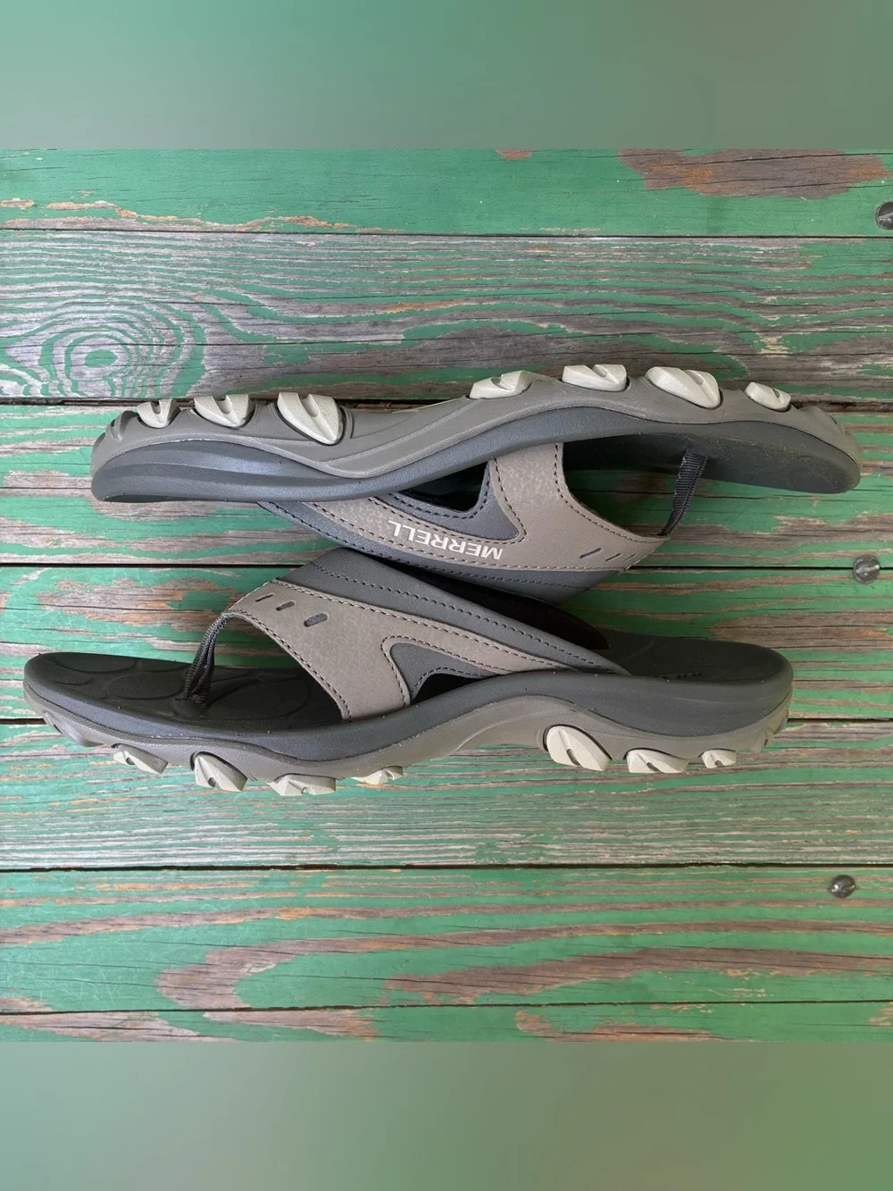 Merrell Mens Huntington Sport Flip Sandals Boulder Sz 9 Shoes